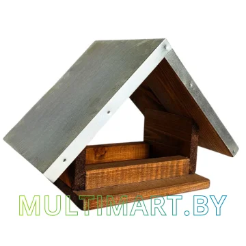 Кормушка Четыре Солнца Р-4 с металлической крышей и креплением (коричневый)